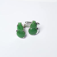 Translucent Green Jadeite “Amazing Hulu" Cufflinks 1