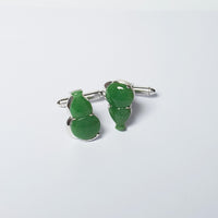 Translucent Green Jadeite “Amazing Hulu" Cufflinks 3