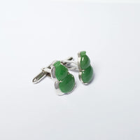 Translucent Green Jadeite “Amazing Hulu" Cufflinks 2