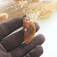 Good Translucency Brilliant Orangey Red Jadeite "Auspicious Bat" Pendant (JAB004508) 5