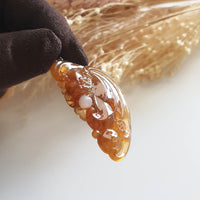 Good Translucency Brilliant Orangey Red Jadeite "Auspicious Bat" Pendant (JAB004508) 6