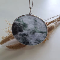 Highly Translucent Icy Black with Green Jadeite "The Ink Painting" Pendant (JAB006264) 2