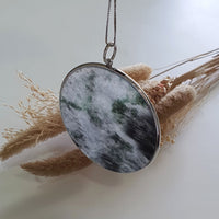 Highly Translucent Icy Black with Green Jadeite "The Ink Painting" Pendant (JAB006264) 5