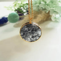 Translucent Icy Black Jadeite "Disc Shape" Pendant (JAB006359) 8