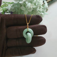 Translucent Light Apple Green Jadeite "Eternal Embrace" Pendant (JAB006384)