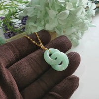 Translucent Light Apple Green Jadeite "Eternal Embrace" Pendant (JAB006384)