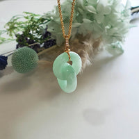 Translucent Light Apple Green Jadeite "Eternal Embrace" Pendant (JAB006384)
