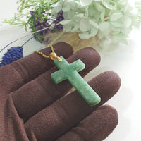 Translucent Green Jadeite "Snowflakes Cross" Pendant (JAB007706)