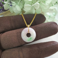 Translucent Lilac with Apple Green Jadeite Donut Pendant (JAB008082)