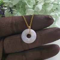 Translucent Lilac with Apple Green Jadeite Donut Pendant (JAB008082)