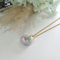 Translucent Lilac with Apple Green Jadeite Donut Pendant (JAB008082)