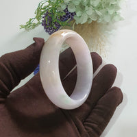 Translucent Lavender Jadeite “Tricolour Wisteria” Bangle (JAC003492)