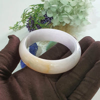 Translucent Lavender Jadeite “Tricolour Wisteria” Bangle (JAC003492)