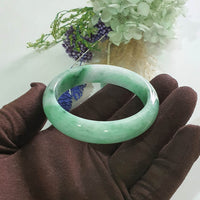 Translucent Brilliant Flower Green Jadeite “The Enchanting Scenery” Bangle (JAC003493)