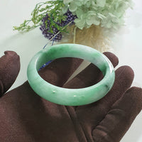 Translucent Brilliant Flower Green Jadeite “The Enchanting Scenery” Bangle (JAC003493)