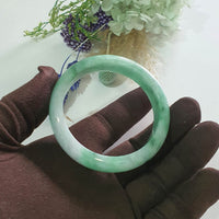 Translucent Brilliant Flower Green Jadeite “The Enchanting Scenery” Bangle (JAC003493)