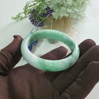 Translucent Brilliant Flower Green Jadeite “The Enchanting Scenery” Bangle (JAC003493)