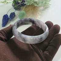Translucent Icy Black with Brilliant Lavender and Green Jadeite “Midnight Aurora” Bangle (JAC003494)