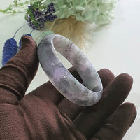 Translucent Icy Black with Brilliant Lavender and Green Jadeite “Midnight Aurora” Bangle (JAC003494)
