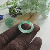 Good Translucency Icy Green Jadeite “Emerald Mist” Abacus Ring (JAD001501)