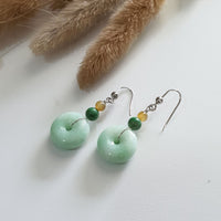 Translucent Light Apple Green Jadeite “Lucky Donuts” Earrings (JAA000232) 3