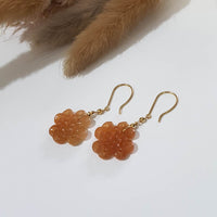 Translucent Icy Brilliant Orange Jadeite "Eternity" Dangling Earrings (JAA001037) 3