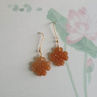 Translucent Icy Brilliant Orange Jadeite "Eternity" Dangling Earrings (JAA001037) 2