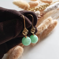 Translucent Apple Green Jadeite “Lucky Clover” Earrings (JAA001076) 4