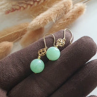 Translucent Apple Green Jadeite “Lucky Clover” Earrings (JAA001076) 2