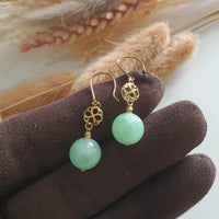 Translucent Apple Green Jadeite “Lucky Clover” Earrings (JAA001076) 3