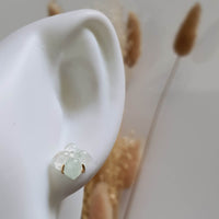 Highly Translucent Icy and Icy Green Jadeite “Meadow Beauty” Pierced Earrings (JAA001093) 6