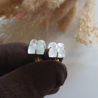 Highly Translucent Icy and Icy Green Jadeite “Meadow Beauty” Pierced Earrings (JAA001093) 2