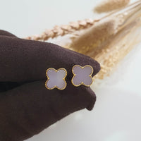 Translucent Brilliant Lavender Jadeite “Clover’s Love” Pierced Earrings (JAA001129) 2