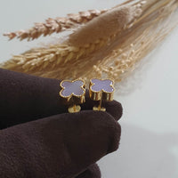 Translucent Brilliant Lavender Jadeite “Clover’s Love” Pierced Earrings (JAA001129) 6