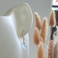 Highly Translucency Icy Light Blue Jadeite "Le Cubism" Earrings (JAA001207) 6