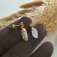 Good Translucency Icy Lavender Jadeite “Cherry Dew Droplet” Earrings (JAA001355) 3