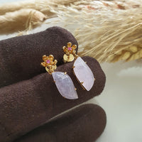 Good Translucency Icy Lavender Jadeite “Cherry Dew Droplet” Earrings (JAA001355) 5