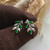 Highly Translucent Brilliant Green Jadeite “Le Floral” Pierced Earrings (JAA001477) 1