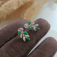 Highly Translucent Brilliant Green Jadeite “Le Floral” Pierced Earrings (JAA001477) 3