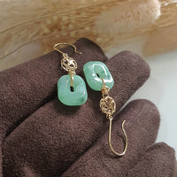 Translucent Green Jadeite “Lucky Clover” Earrings (JAA001479) 4