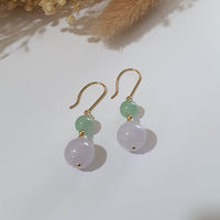 Good Translucency Icy Apple Green and Lavender Jadeite “Duo Lantern” Dangling Earrings (JAA001529) 6