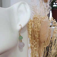 Good Translucency Icy Apple Green and Lavender Jadeite “Duo Lantern” Dangling Earrings (JAA001529) 7