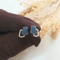 Highly Translucent Icy Jean Blue Jadeite " Glacier Light" Earrings (JAA001579) 7