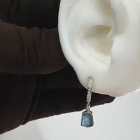 Highly Translucent Icy Jean Blue Jadeite "Le Cubism" Earrings (JAA001581) 9