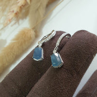 Highly Translucent Icy Jean Blue Jadeite "Le Cubism" Earrings (JAA001581) 2