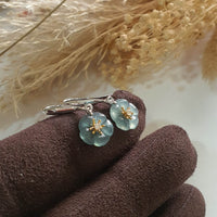 Highly Translucent Icy Blue Jadeite “Cherry Blossom” Earrings (JAA001618) 4