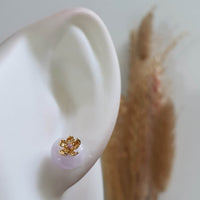 Translucent Icy Lavender Jadeite "Golden Cherry Blossoms" Earring (JAA001721) 9