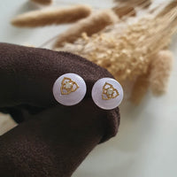 Translucent Icy Pinkish Lavender Jadeite “Le Floral” Pierced Earrings (JAA001787) 2