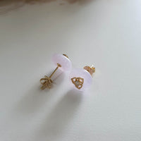 Translucent Icy Pinkish Lavender Jadeite “Le Floral” Pierced Earrings (JAA001787) 4