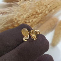 Good Translucent Icy Yellow Jadeite Cabochon Earrings (JAA001839) 5